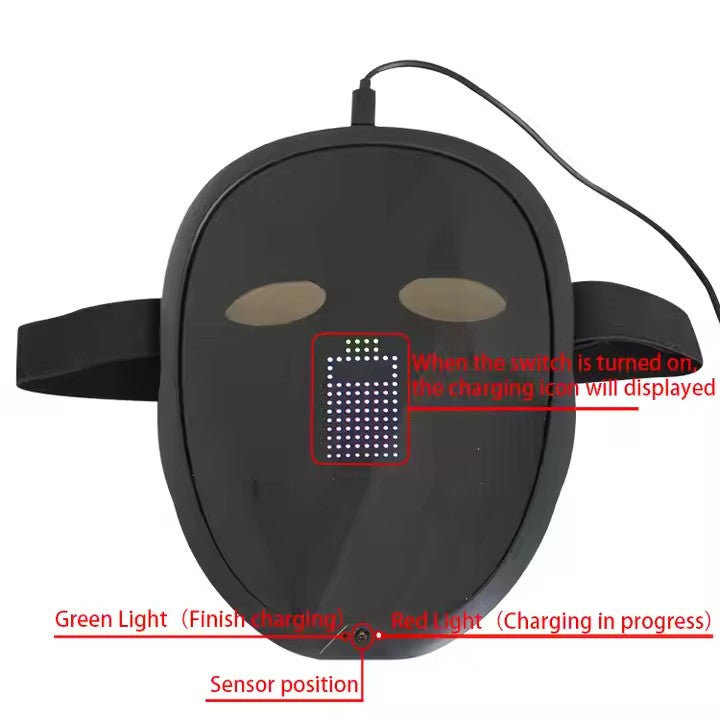 Led Mask with Bluetooth Programmable App, Shining Led Light Up Face Mask