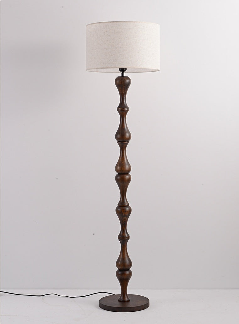 Solid dark brown barbell Wood Floor Lamp