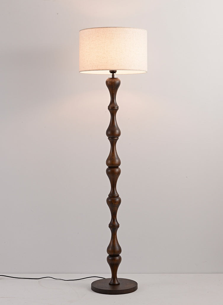 Solid dark brown barbell Wood Floor Lamp