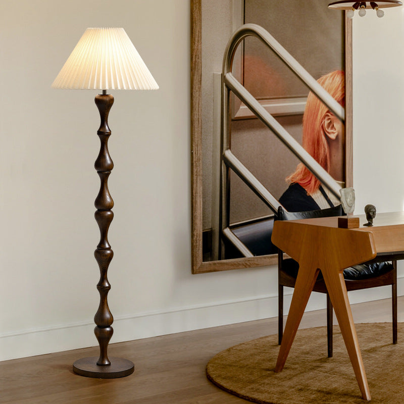 Solid dark brown barbell Wood Floor Lamp